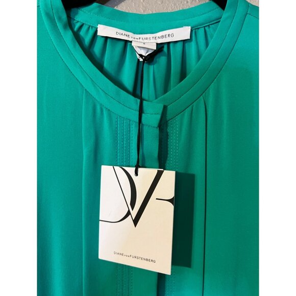 DVF Diane Von Furstenberg Atira Dress 8 Long Sleeve Silk Emerald Green NWT $475 - Picture 12 of 14